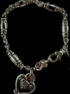 Brighton Blair Silver Heart Barrel link Bracelet ✨️ RARE !